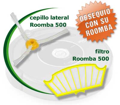 Obsequio de Cepillo lateral y filtro para el robot aspirador iRobot Roomba serie 500